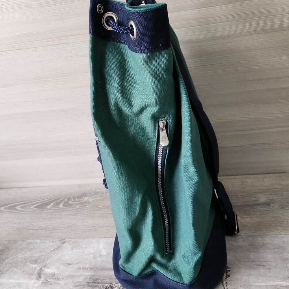 Vintage NAUTICA Green Blue Heavy Canvas Draw Pull String Sailor Seaman Sling Bag - Picture 5 of 13